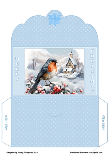 Christmas robin money wallet (Blue).