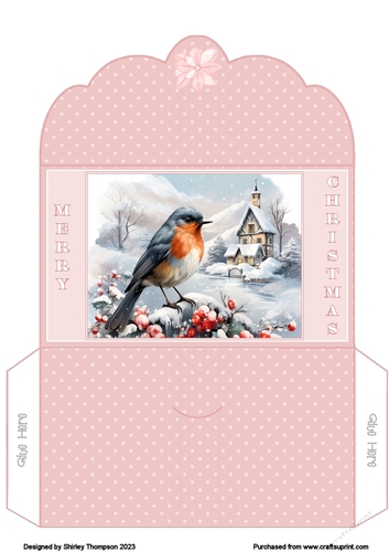 Christmas robin money wallet (Pink).