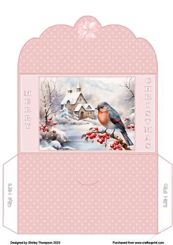 Winter scene money wallet (Pink).