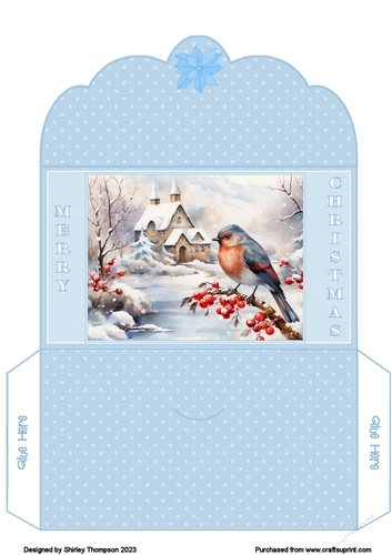 Winter scene money wallet (Blue).