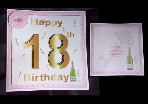 8 x 8 in Happy 18th Birthday card 