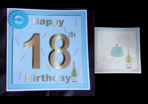 8 x 8 in Happy 18th Birthday card 