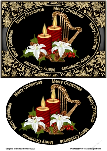 A5 Candles & harp quick card front
