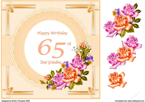 8 x 8 65th Birthday card front (Grandma)