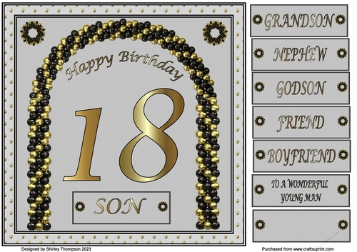 8 x 8 balloons 18th birthday quick card front 