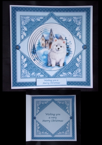 8 x 8 Cute puppy step by step card front & matching insert