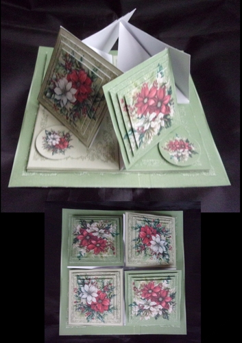 Poinsettia bouquets quad easel card
