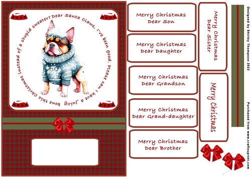 A5 cute dog in sweater quick card front.