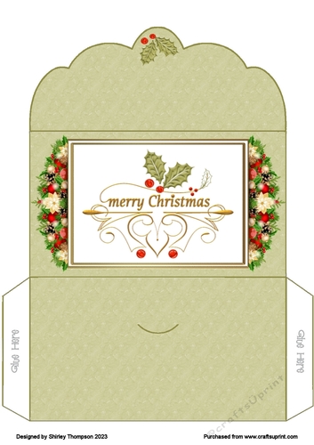 Merry Christmas word art money wallet (Green).