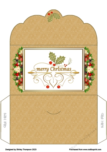 Merry Christmas word art money wallet (Golden brown).