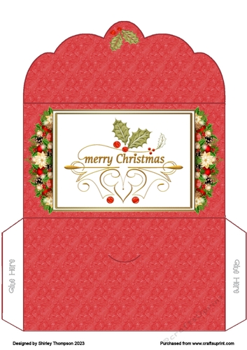 Merry Christmas word art money wallet (Red).