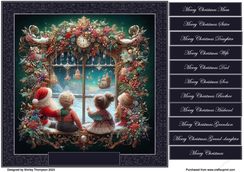 8 x 8 Watching for Santa quick card front.
