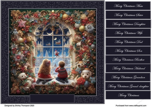 8 x 8 Watching for Santa quick card front. 3