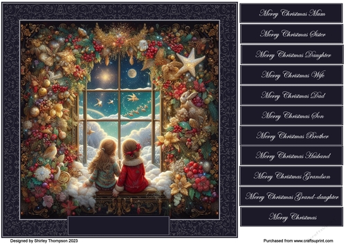 8 x 8 Watching for Santa quick card front. 6