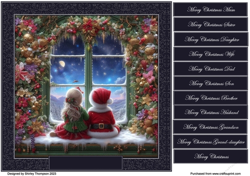 8 x 8 Watching for Santa quick card front. 7