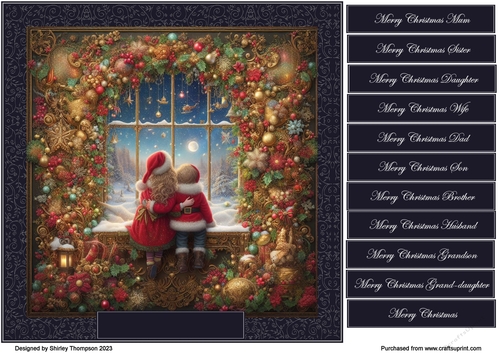 8 x 8 Watching for Santa quick card front. 8