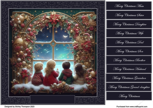 8 x 8 Watching for Santa quick card front. 9