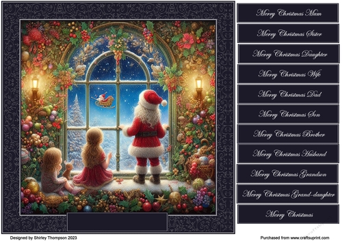 8 x 8 Watching for Santa quick card front. 10