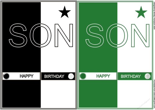 Two A5 Son quick card fronts (Black & Green).