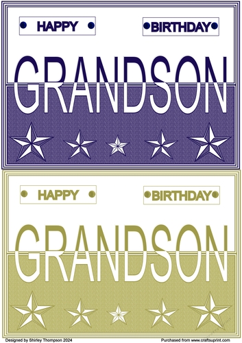 Two A5 Grandson quick card fronts (Dark blue & Khaki).