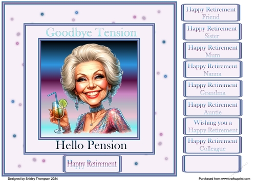 8 x 8  ladies retirement quick card front