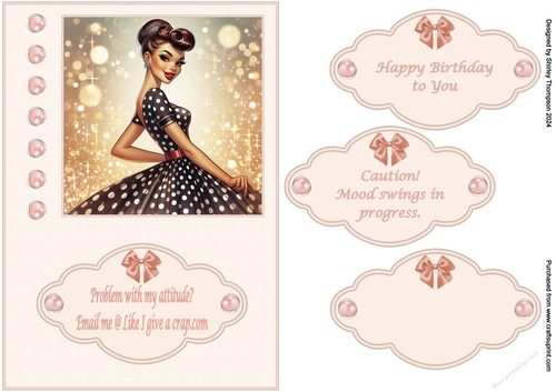 A5 woman with attitude quick card topper.