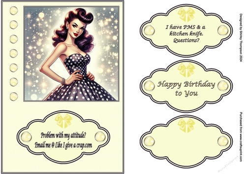 A5 woman with attitude quick card topper. 1