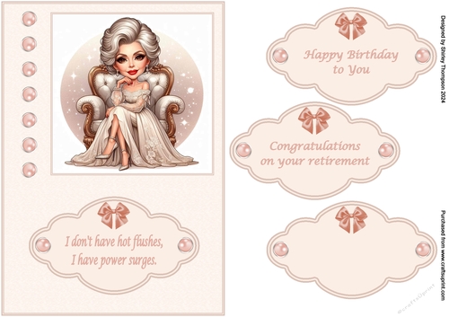 A5 mature woman with attitude quick card topper. 