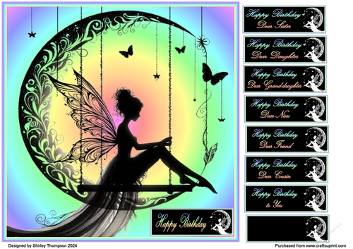 8 x 8 Moon fairy silhouette card front