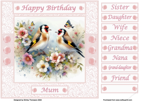 8 x 8 watercolour finches quick card front