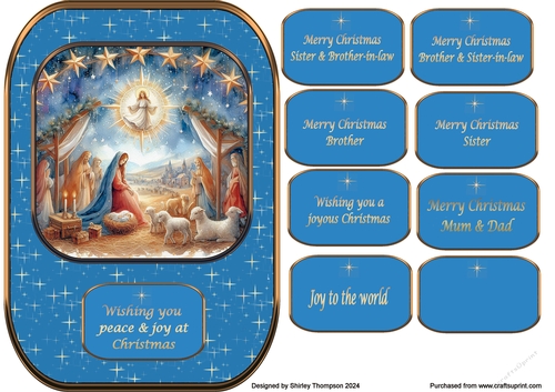 A5 Nativity scene quick Christmas card topper.