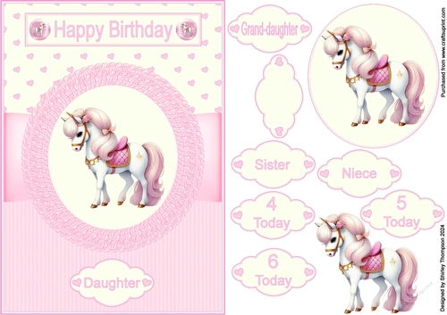 A5 Pink pony step by step card front