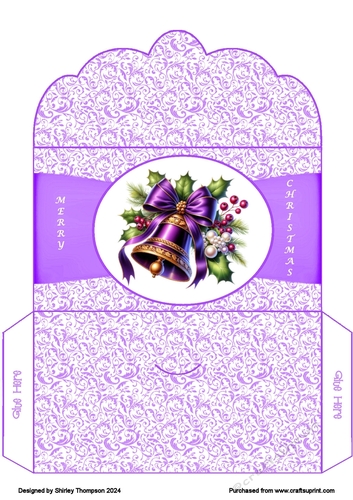 Scalloped edged purple bell money wallet.