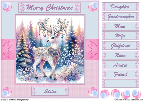 8 x 8 reindeer scene quick card front