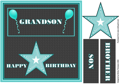 8 x 8 star quick card front.