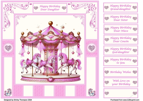 8 x 8 candy striped carousel quick card front.