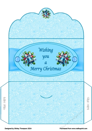 Blue Christmas bells money wallet.