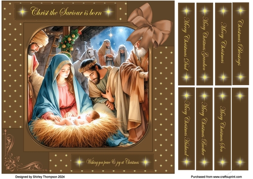 8 x 8 Nativity scene quick card front.6