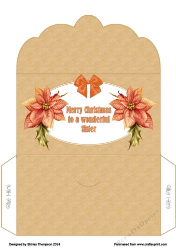 Orange poinsettia money wallet (Sister).