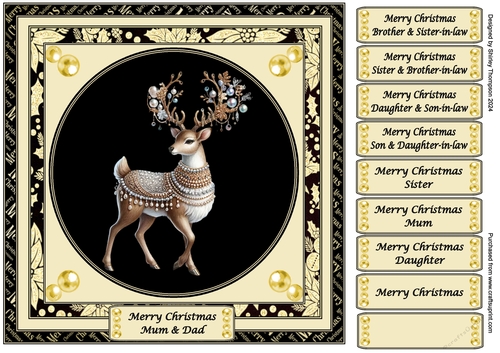 8 x 8 single reindeer quick card front.