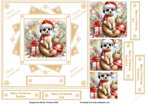 7 in cute meerkat step by step card front (Beige).