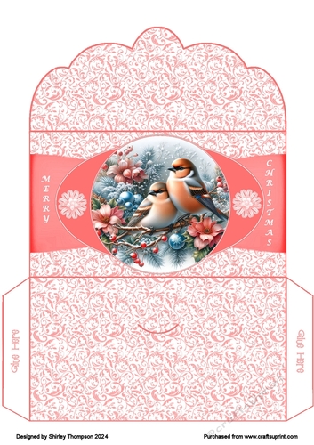 Winter birds money wallet (Salmon).