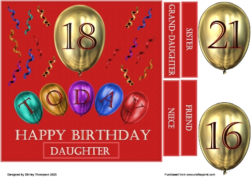 7.5 in balloons quick card (Red). 