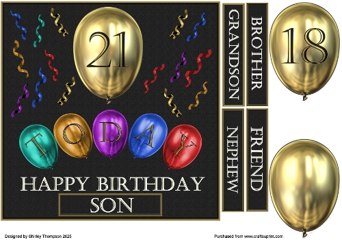7.5 in balloons quick card (Black). 