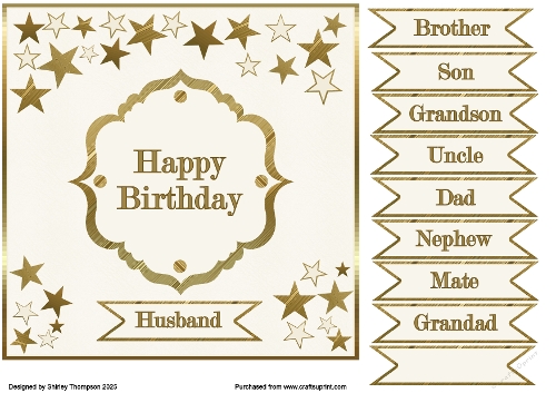 7.5 in gold stars quick card front. 