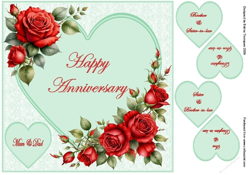 8 x 8 Mum & Dad Anniversary quick card front.