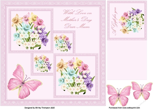 8 x 8 Mothers day quick card with gift card.