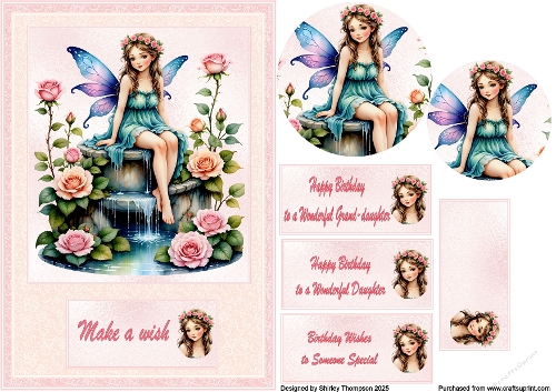 A5 fairy step by step card front.