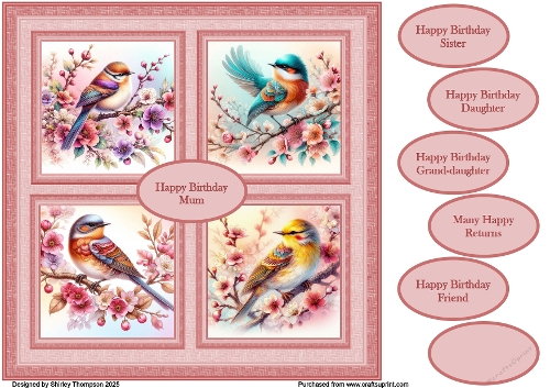8 x 8 spring birds quick card front