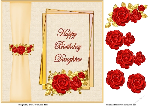 8 x 8 geometric rose frame step by step card front (Daughter).
